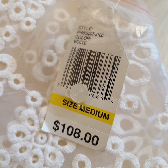 Catherine Malandrino Sheer Short Sleeve Button Down w/ Emroidered Floral Cutouts - Picture 6 of 8